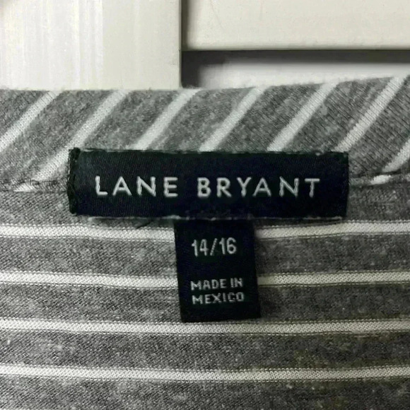 Lane Bryant V-Neck Sleeveless Striped Top Size 14/16 Gray & White - Picture 2 of 8